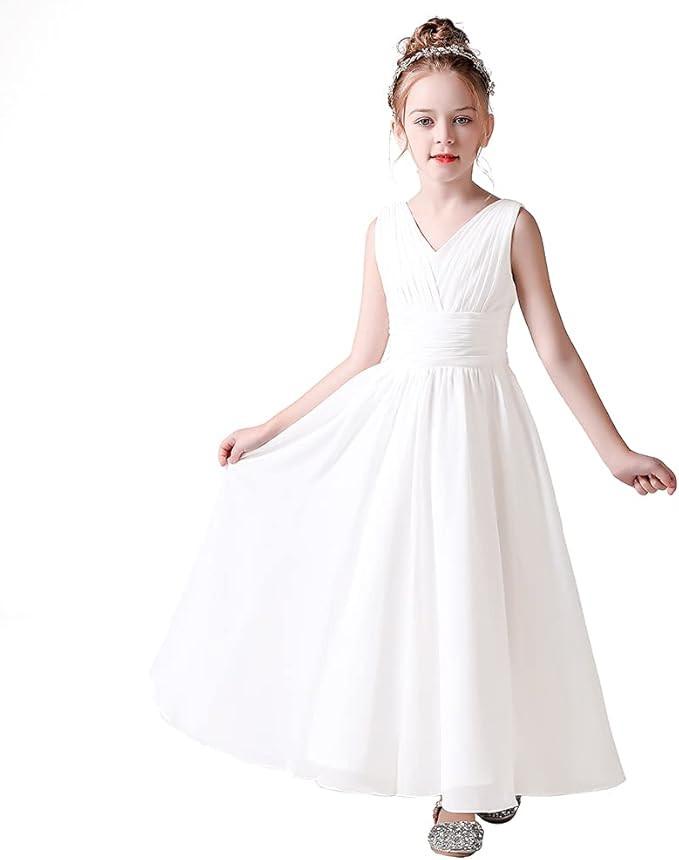 Little Girls Formal Pageant Party Dress Long Chiffon Flower Girl Dresses Wedding Junior Bridesmai... | Amazon (US)