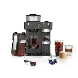 Espresso and Coffee System, Single-Serve and Nespresso Capsule Compatible, 12- Cup Black Stainless Steel Coffee Maker | The Home Depot