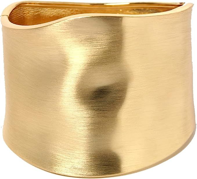 BESQU Gold Cuff Bracelets for Women Fashion Chunky Gold Bracelets for Women Hinge Gold Bangle Bra... | Amazon (US)