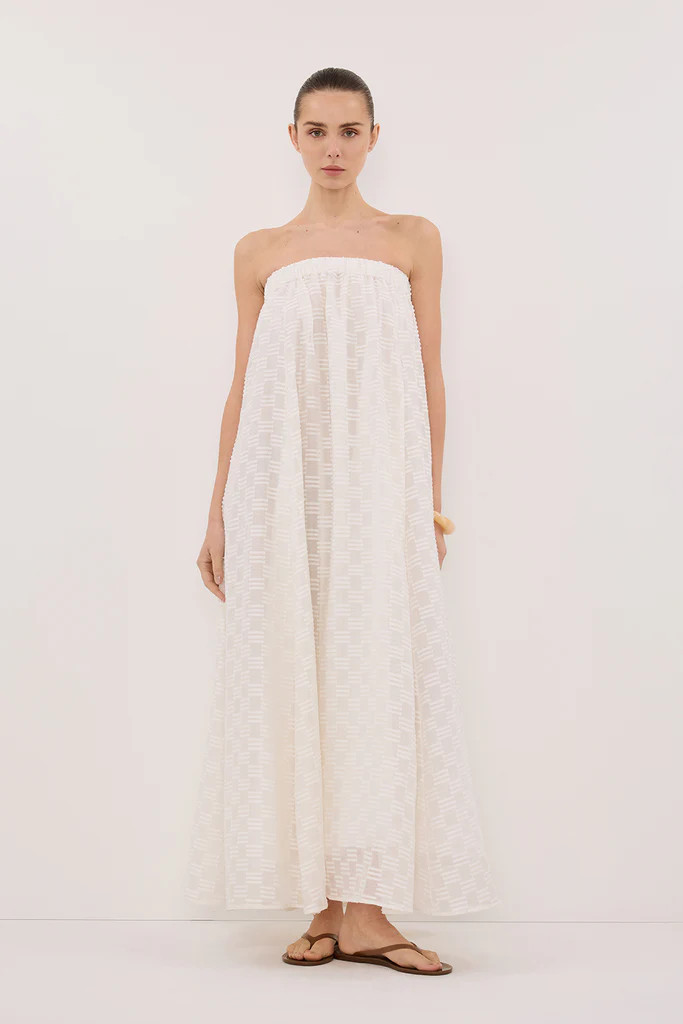 ELBA WHITE SHEER STRAPLESS DRESS | DISSH