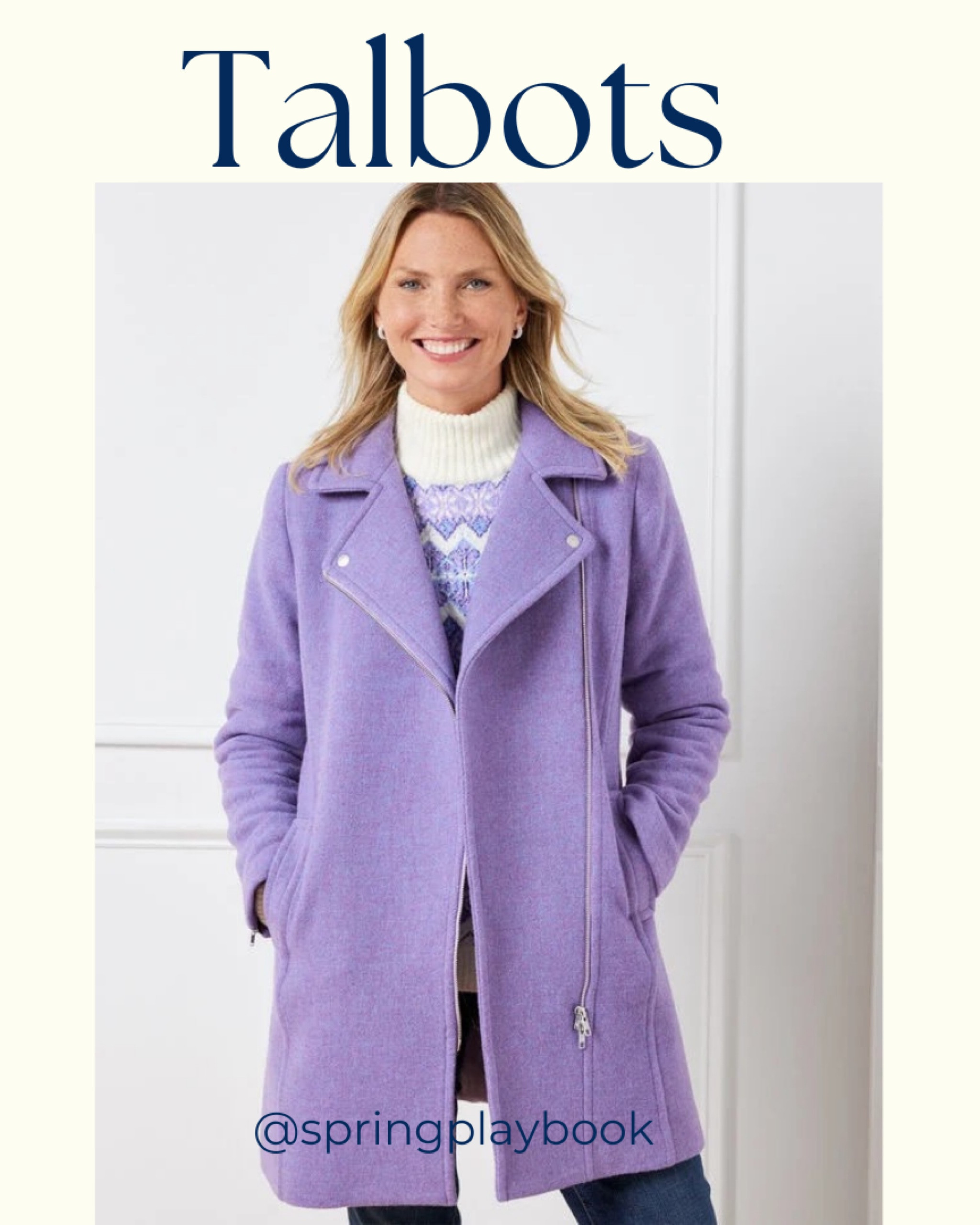 Talbots purple coat & fair isle sweater look like great matches for the Light Spring palette!

#createdcolorful #createdcolorfulspring #hocspring #tcispring #pcaspring #lightspring #springpurple