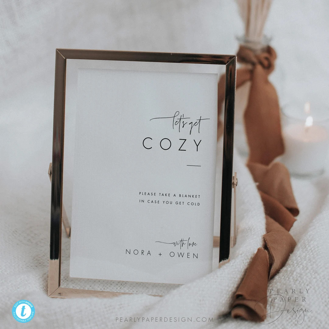Let's Get Cozy Blanket Sign Template, Wedding Blanket Sign, Minimalist Blanket Sign, Printable We... | Etsy (US)