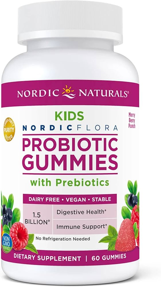Nordic Naturals Kids Nordic Flora Probiotic Gummies, Merry Berry Punch - 60 Gummies - 1.5 Billion... | Amazon (US)
