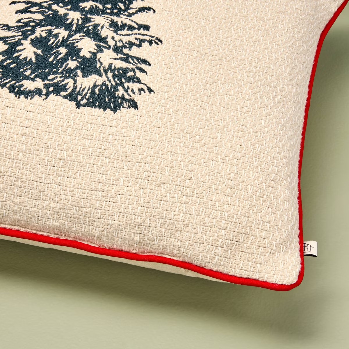 16"x16" Tree Icon Toss Square Pillow Cream/Red Edge - Hearth & Hand™ with Magnolia | Target
