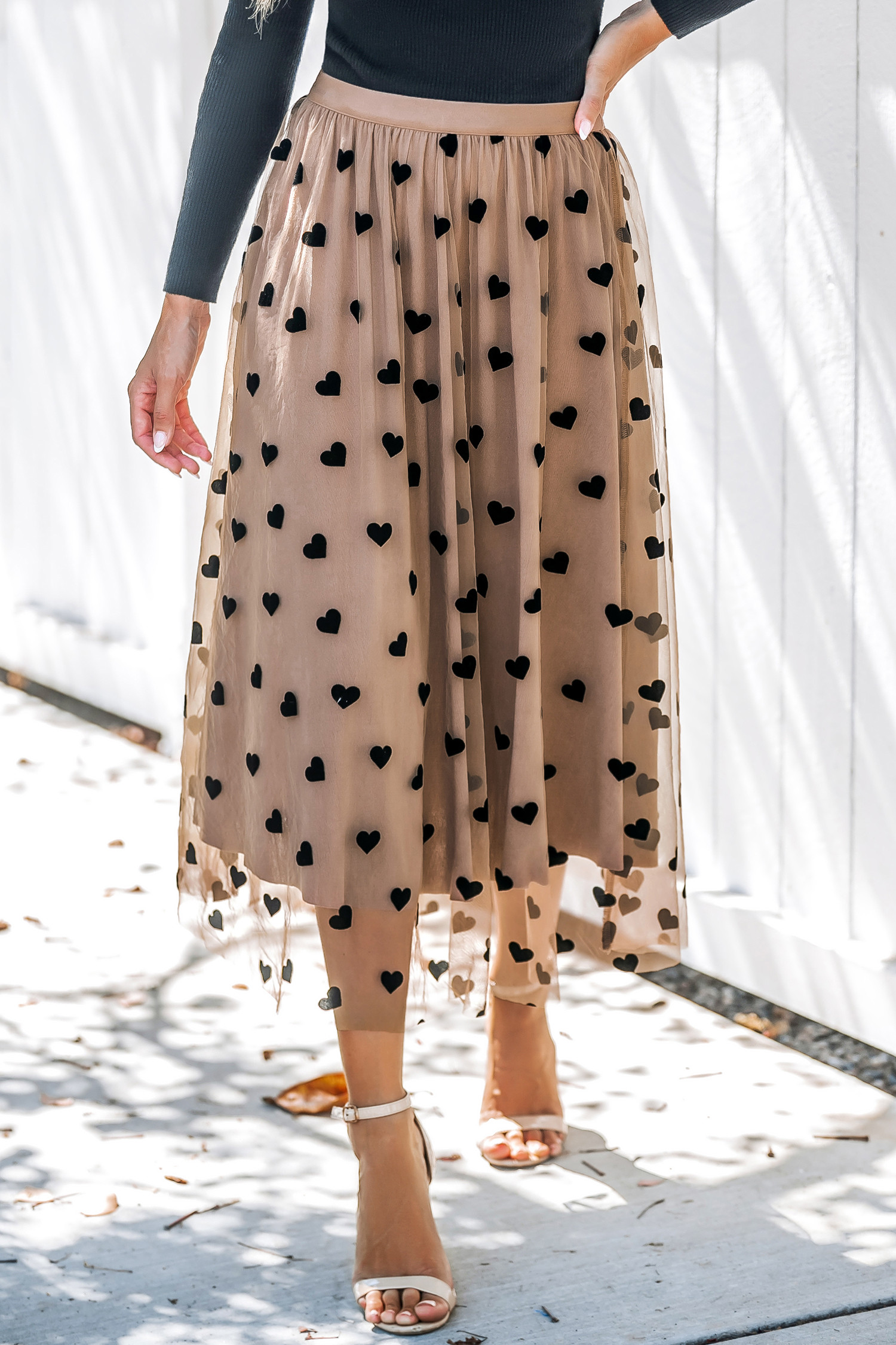 Heart Print Mesh Midi Skirt | Cupshe US