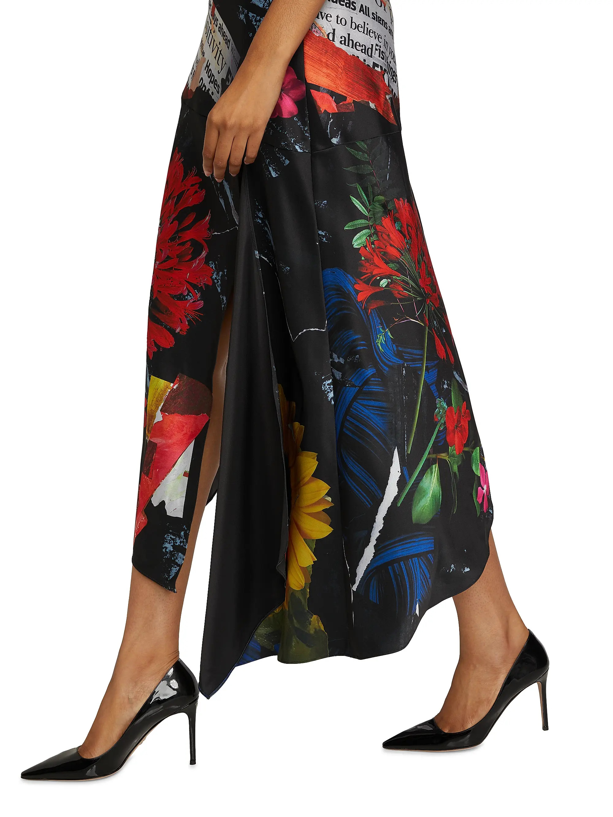 Alice + Olivia Ayla Printed Satin Midi-Skirt | Saks Fifth Avenue | Saks Fifth Avenue