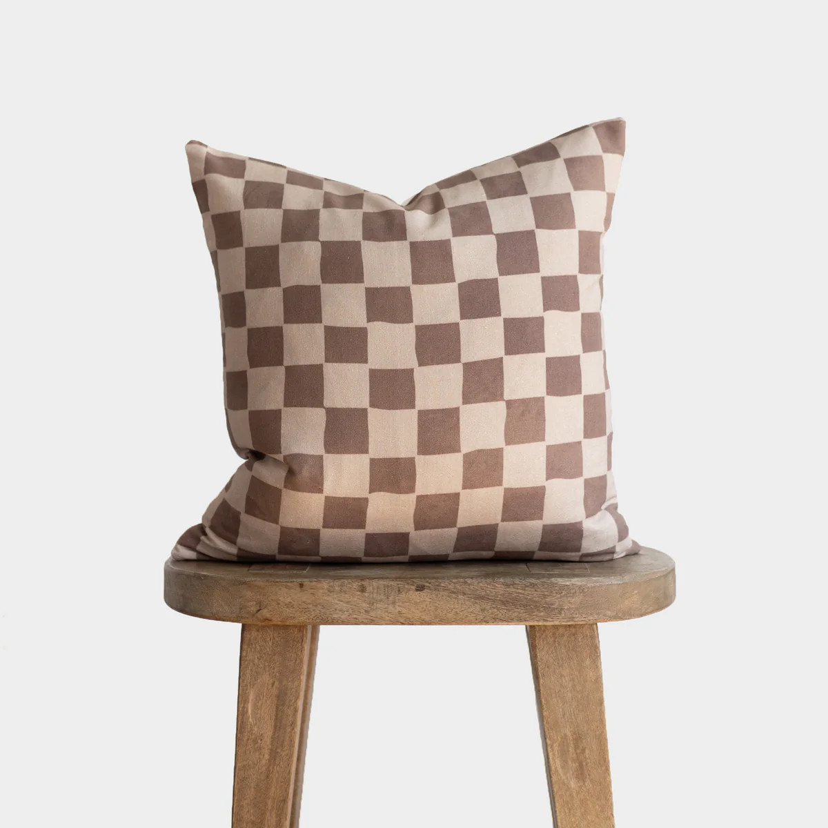 Tan + Brown Checkered - Pillow Cover Single - 18'' | 22" | 12x20" | Woven Nook