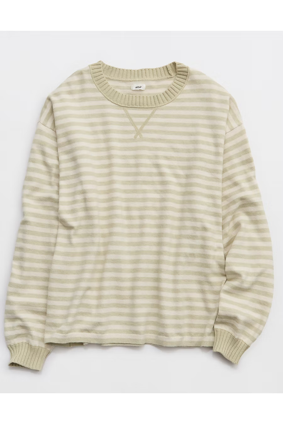 Aerie Sunday Soft Crew Sweater Women's Green Sheen L | Aerie