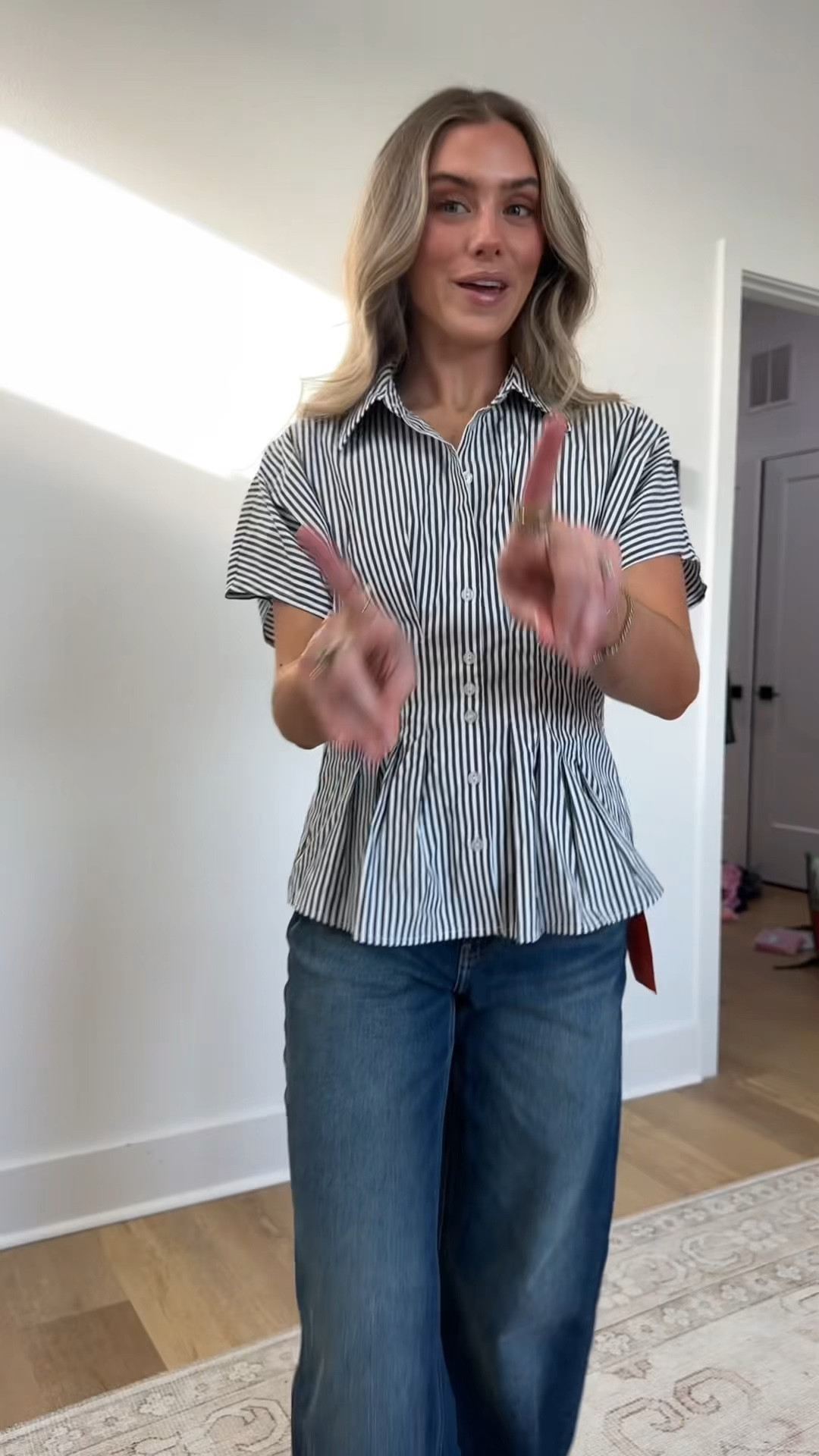 Amazon size small Tankaneo Womens Striped Peplum Button Down Shirts Short Sleeve Pleated Tops Summer Business Casual Blouses

#LTKSaleAlert #LTKWorkwear #LTKootd