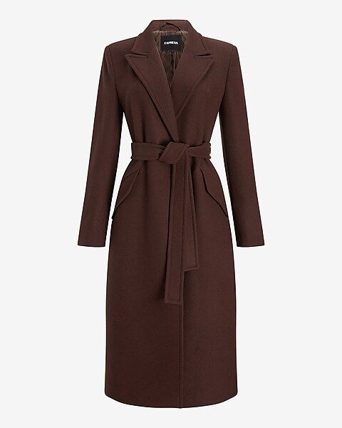 Wool-Blend Belted Wrap Front Coat | Express