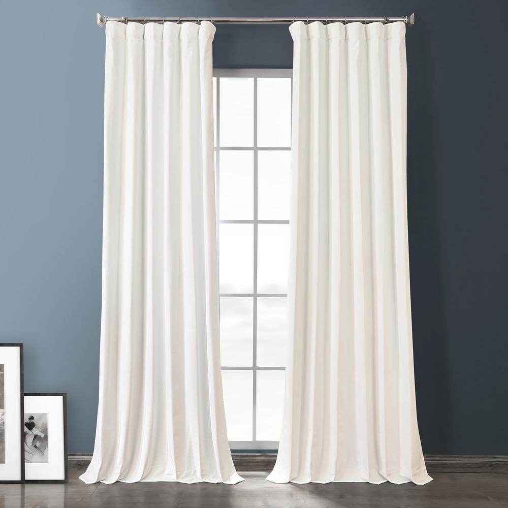 Exclusive Fabrics & Furnishings Warm White Velvet Grommet Blackout Curtain - 50 in. W x 84 in. L | The Home Depot