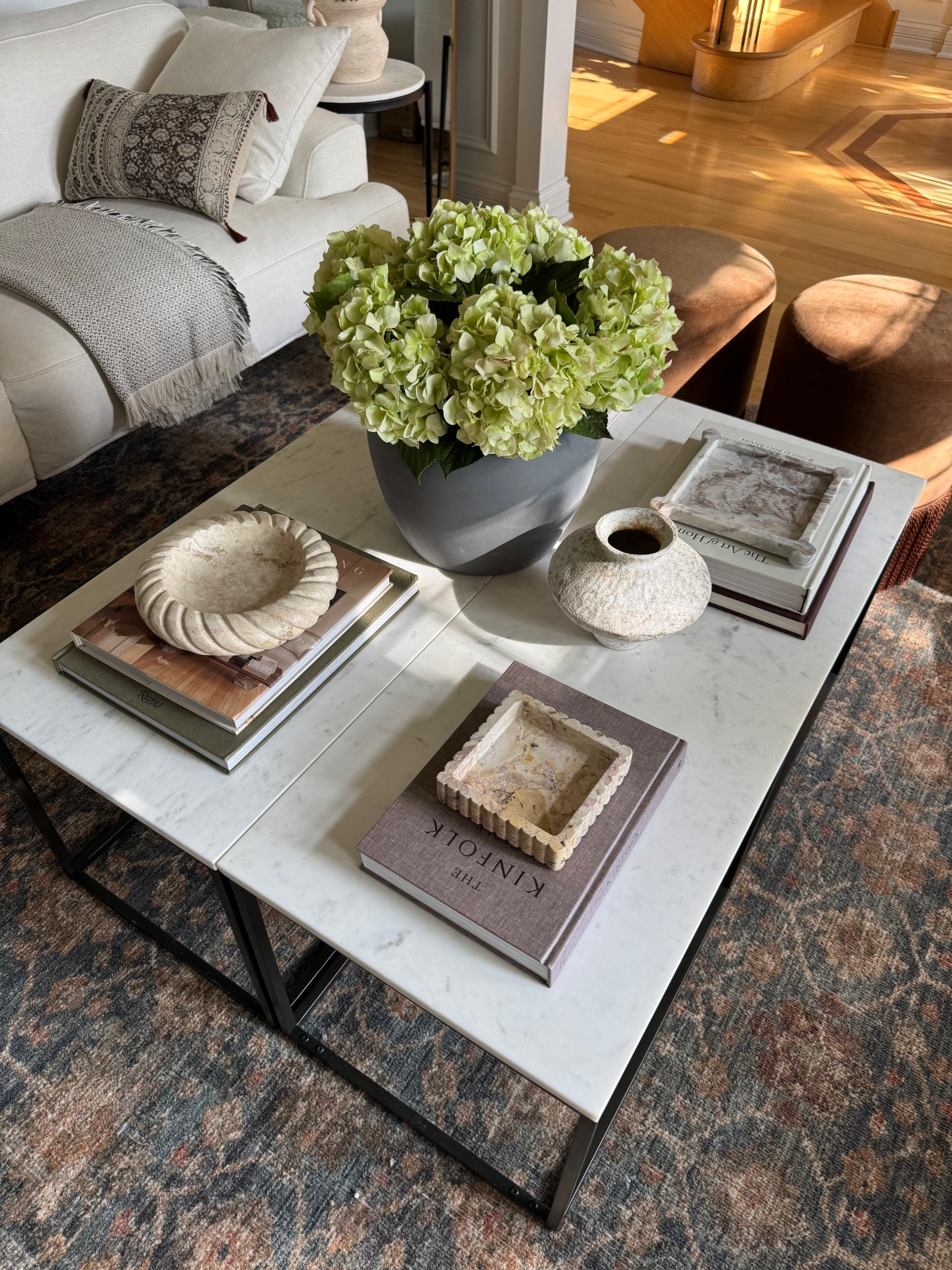 Coffee table styling idea! I pushed two Pottery Barn coffee tables together to create a larger one! 

#LTKHome #LTKSeasonal #LTKSaleAlert