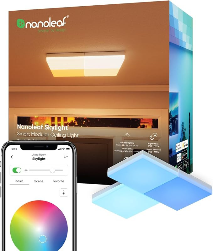 Nanoleaf Smart Ceiling Light, RGBCW LED Ceiling Lights, Smarter Kit 3PK | Flush Mount Light Fixtu... | Amazon (US)