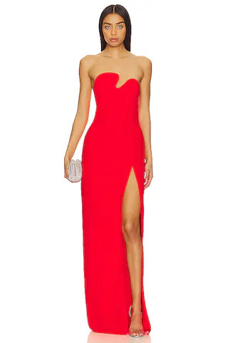 Amanda Uprichard X REVOLVE Strapless Puzzle Gown in Crimson from Revolve.com | Revolve Clothing (Global)