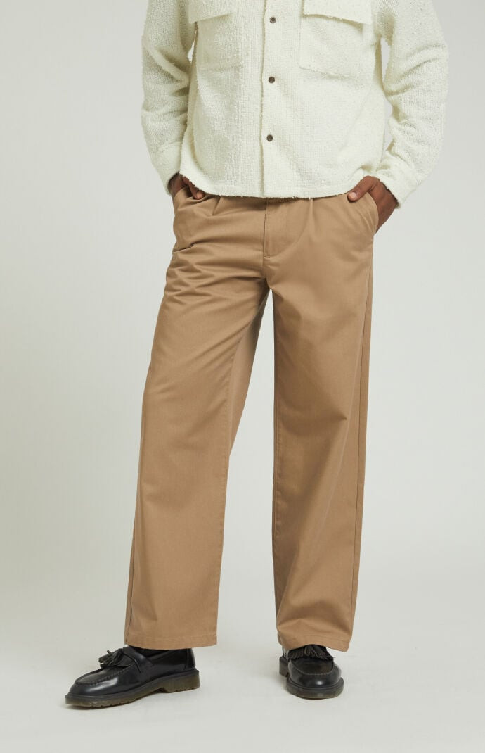 Men's Tan Pleated Baggy Chino Pants - Size 30 | PacSun