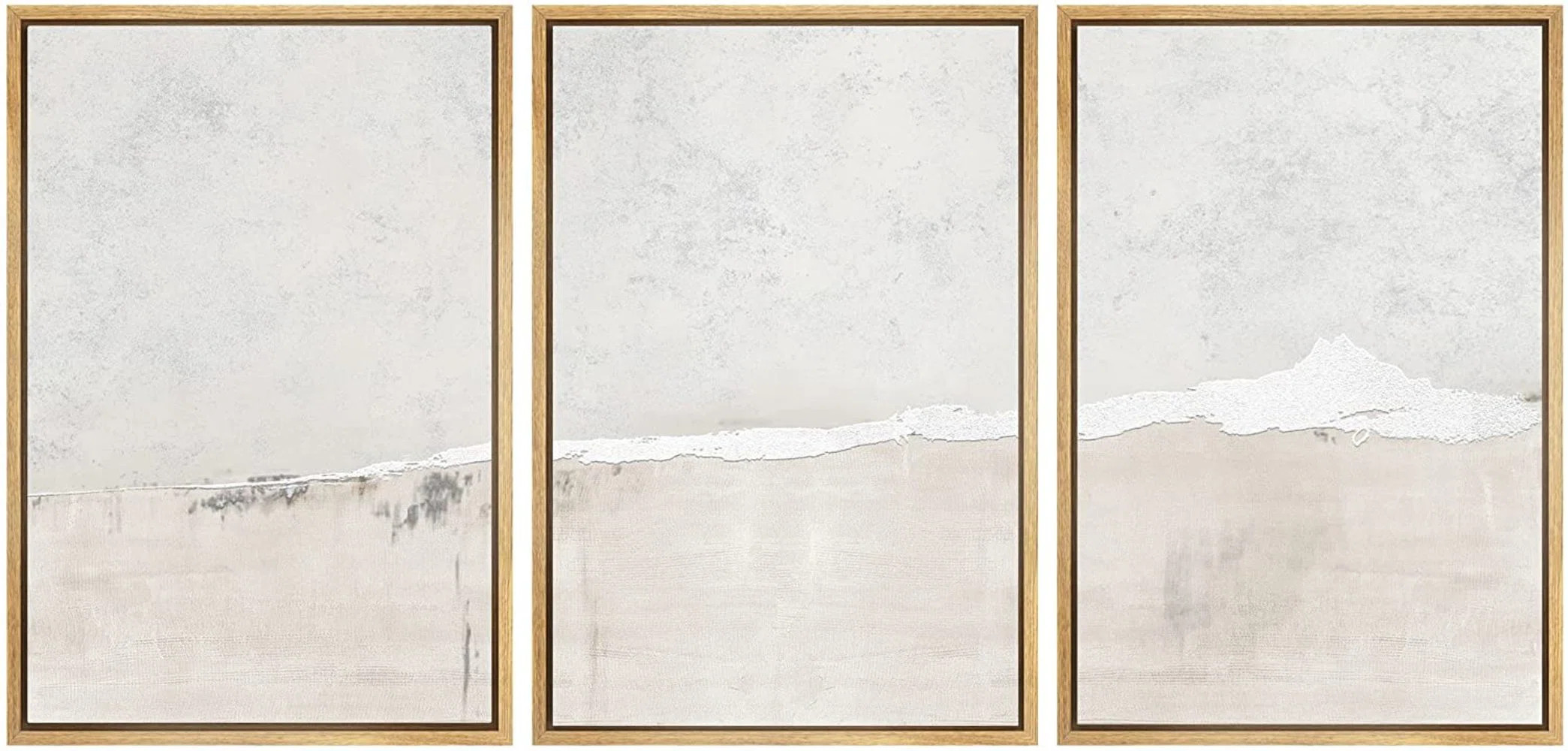 Industrial Grunge Abstract Landscape Modern Neutral Wall Art Framed Canvas 3 Pieces Painting Prin... | Wayfair North America