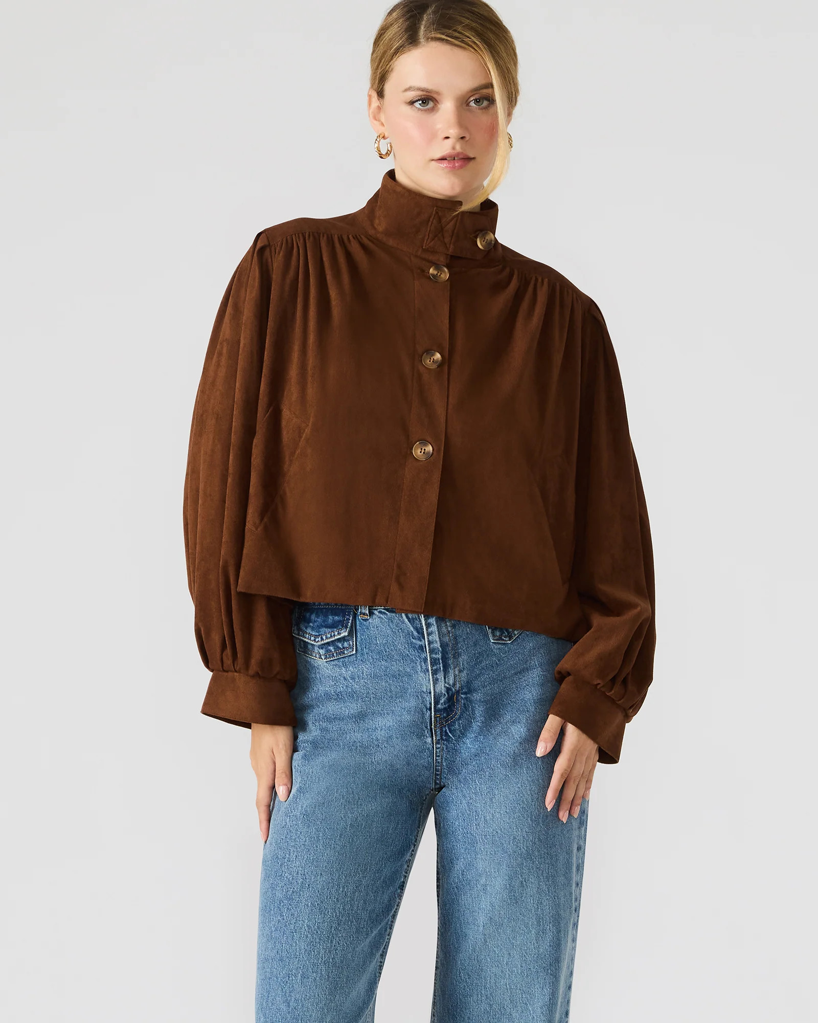 DIERDRA Chicory Coffee Long-Sleeved Button-Up Women's Jacket | Steve Madden (US)