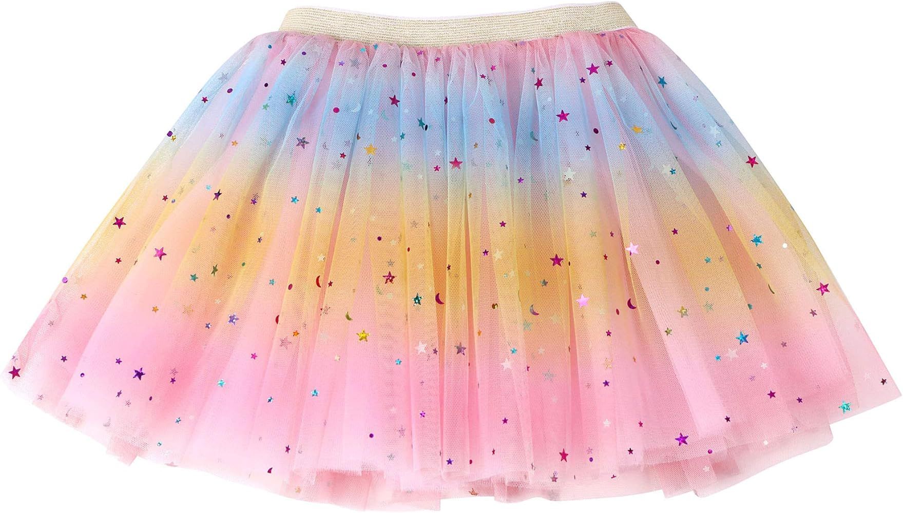 Simplicity Baby Girl's Rainbow Tutu Skirt 4-Layer Tulle Princess Ballet Dress | Amazon (US)