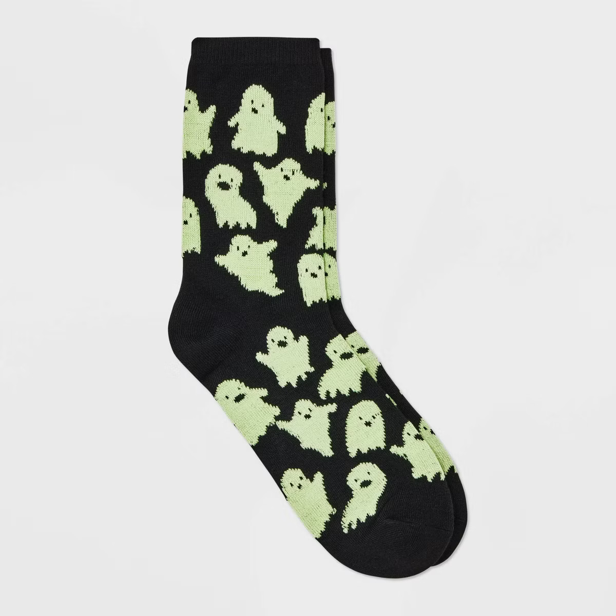 Women's Glow-in-the-Dark Ghosts Halloween Crew Socks - Hyde & EEK! Boutique™ Black 4-10 | Target