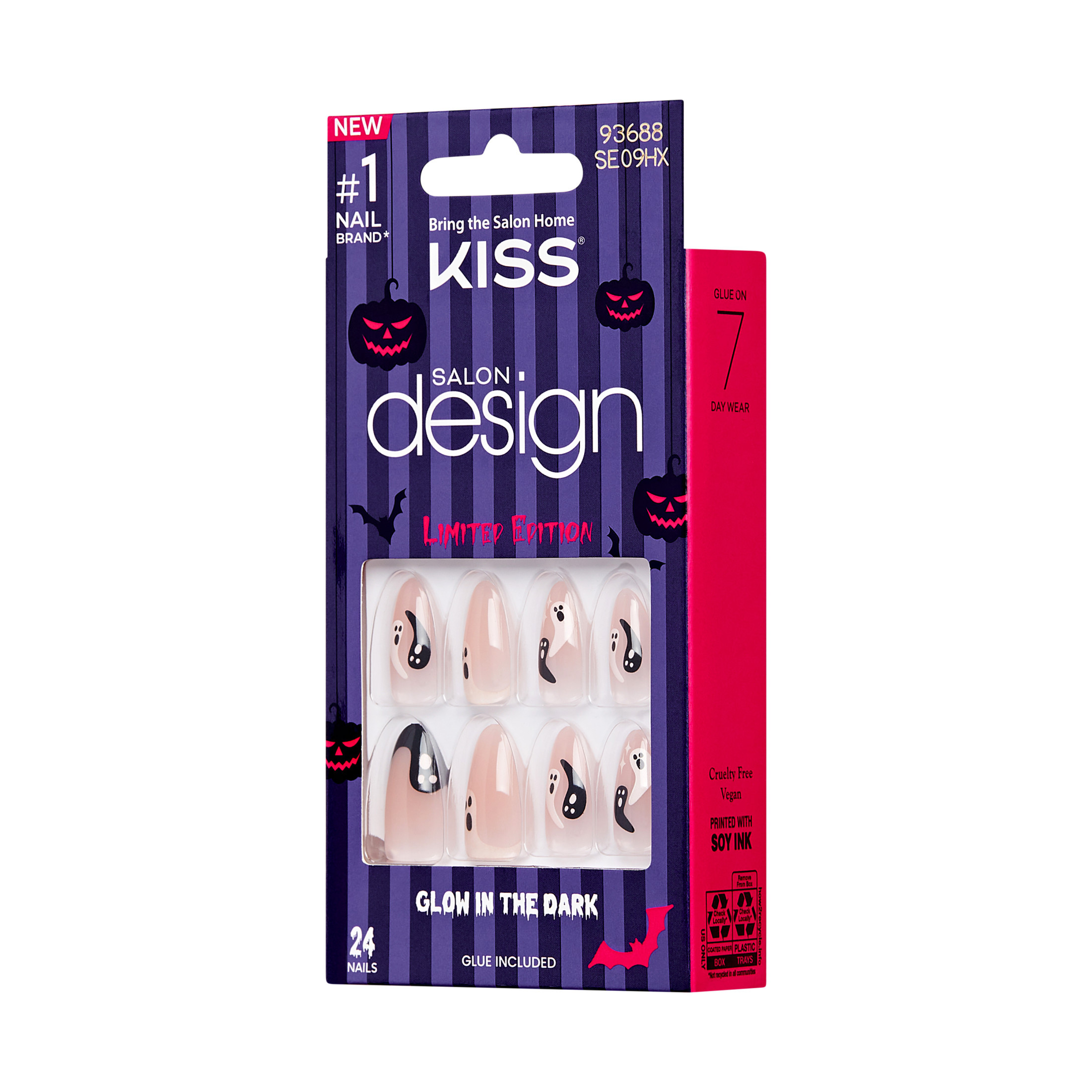 KISS Salon Design, Press-On Nails, Monster, Beige, Medium Almond, 24 Count | Walmart (US)