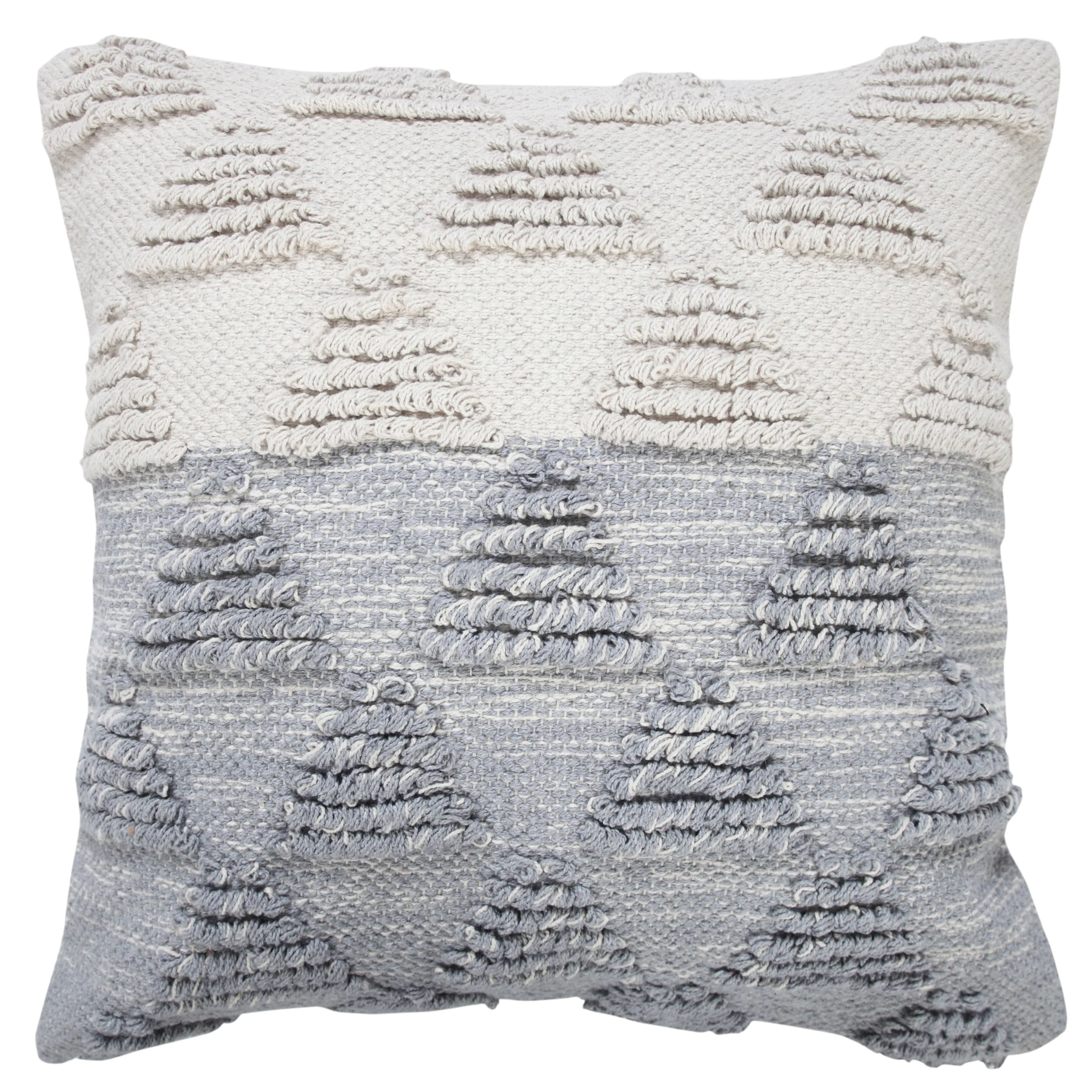 Ox Bay 20" x 20" Hand-Woven Gray/ White Geometric Organic Cotton Pillow Cover - Walmart.com | Walmart (US)