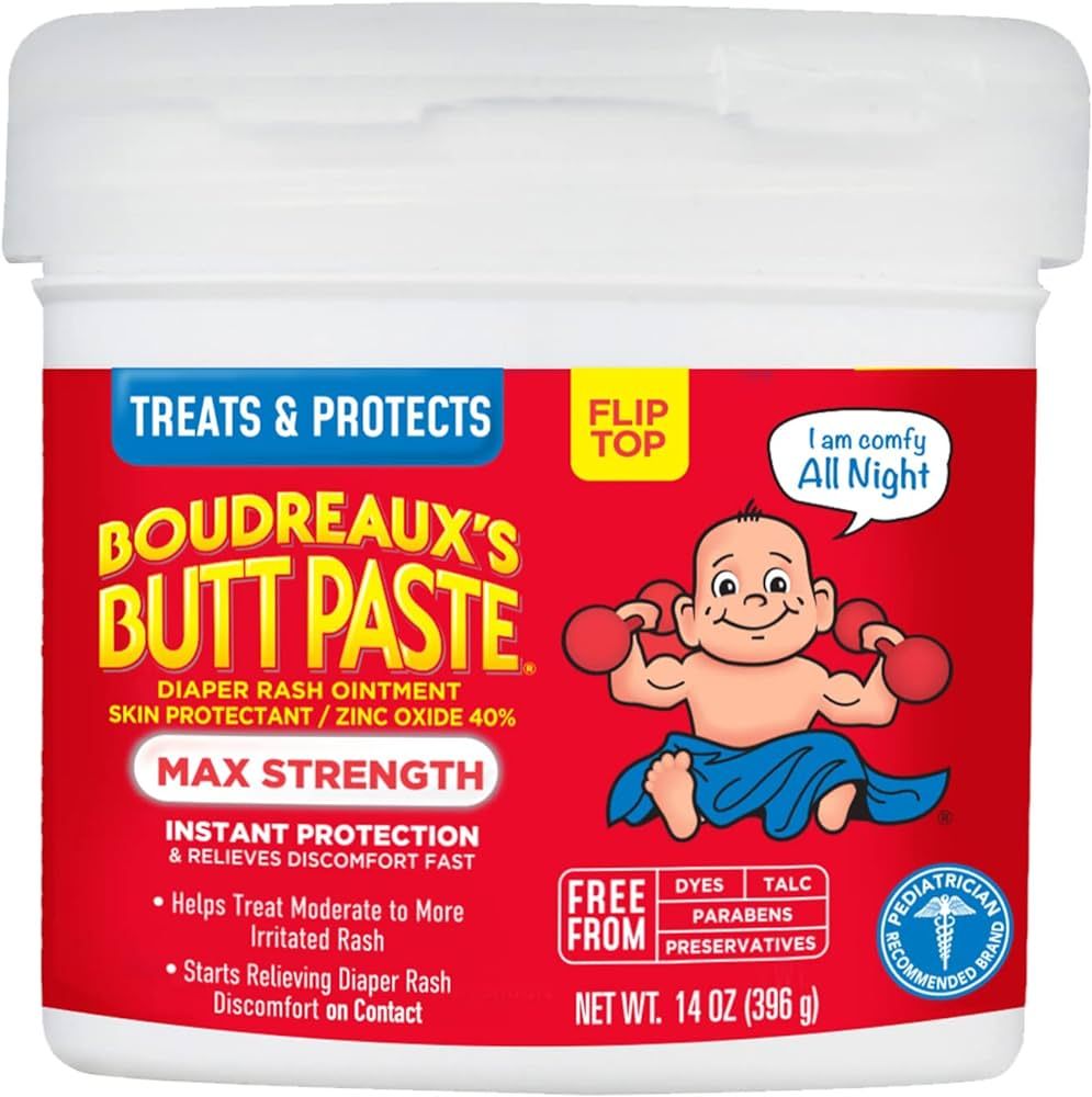 Boudreaux's Butt Paste Maximum Strength Diaper Rash Cream, Ointment for Baby, 14 oz Flip-Top Jar | Amazon (US)