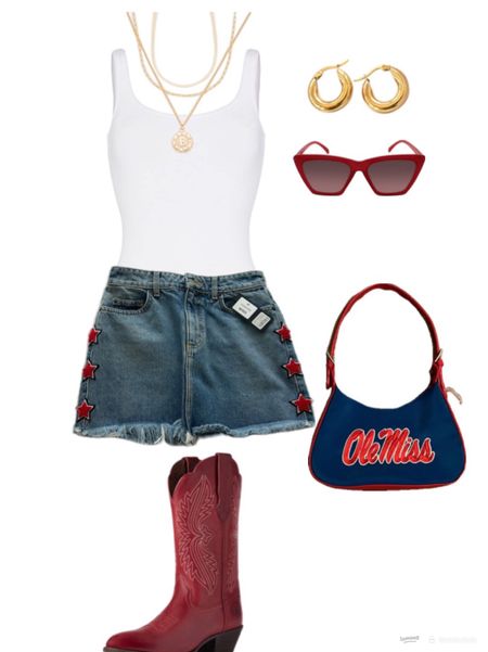 Ole miss gameday outfit inspo
-college gameday outfit
-red gameday outfit 
-university outfit 
-sec gameday outfit 
White body suit , red cowgirl boots , red sunglasses , gold jewelry , skims, amazing , baublebar

#LTKSeasonal #LTKFindsUnder100 #LTKStyleTip