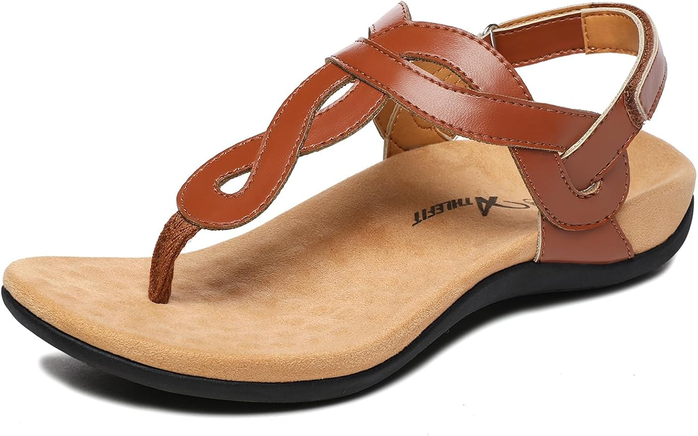 Athlefit Women's Orthopedic Arch Support Sandals Comfortable Thong T-Strap Orthotic Casual Flat S... | Amazon (US)