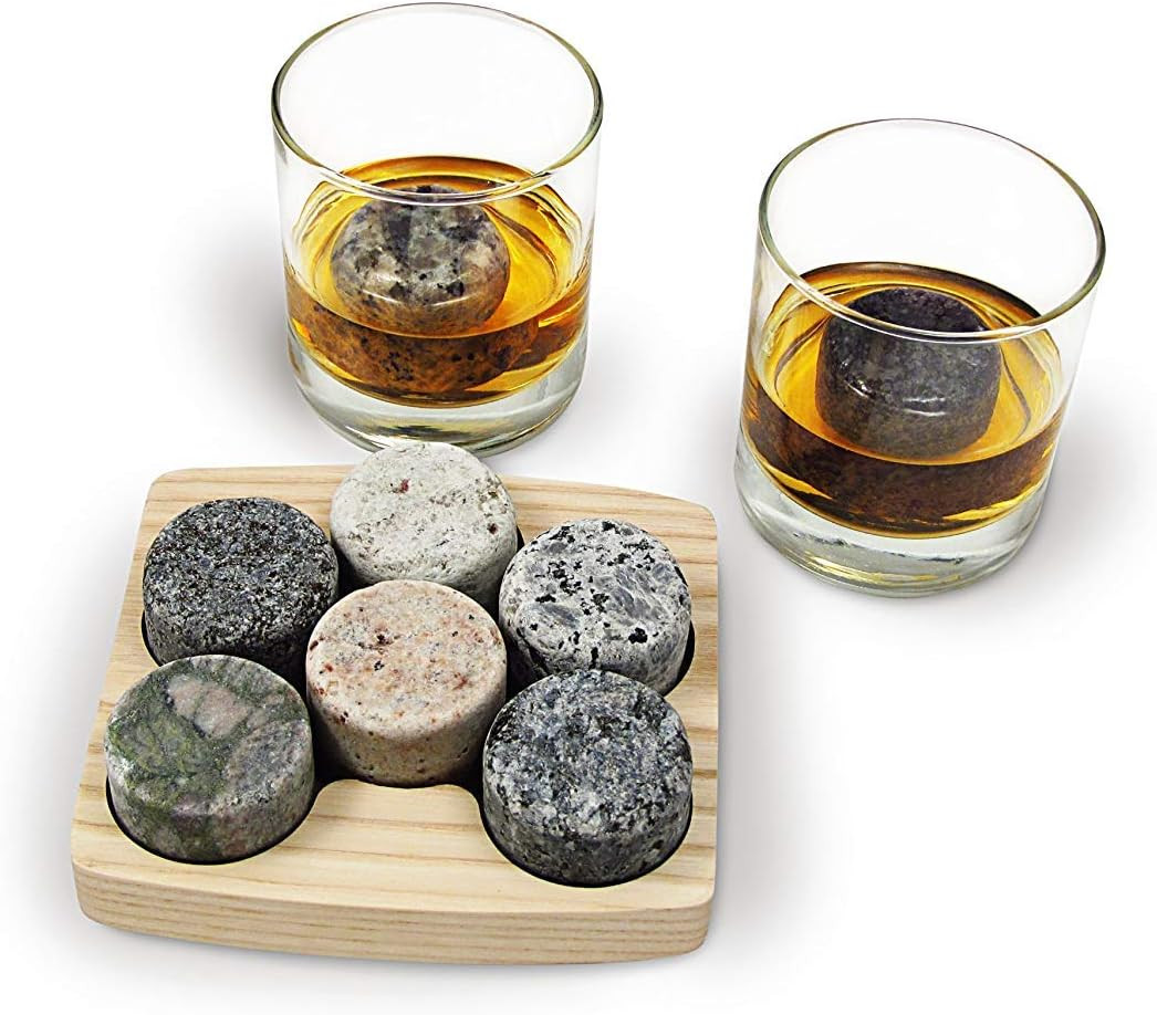 Sea Stones- 9-Piece Set - Full Sized Upcycled Granite Whiskey Chilling Stones- On the Rocks Set I... | Amazon (US)