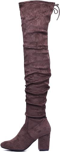 Shoe'N Tale Women Over The Knee High Stretchy Leather Thigh high Snow Boots | Amazon (US)