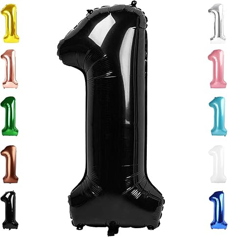 1 Balloon, Black Number Balloon 40 Inch for Birthday Decorations, 1 Large Foil Balloon Numbers, 1... | Amazon (US)