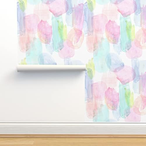 Removable Wallpaper 12ft x 2ft - Rainbow Watercolor Abstract Pastel Stars Custom Pre-Pasted Wallp... | Amazon (US)
