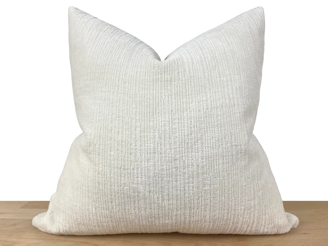 Ivory Cozy Pillow Cover, Ivory Euro Sham Cover, Neutral Super Soft Textured Thick Cozy Fabric, Cu... | Etsy (US)
