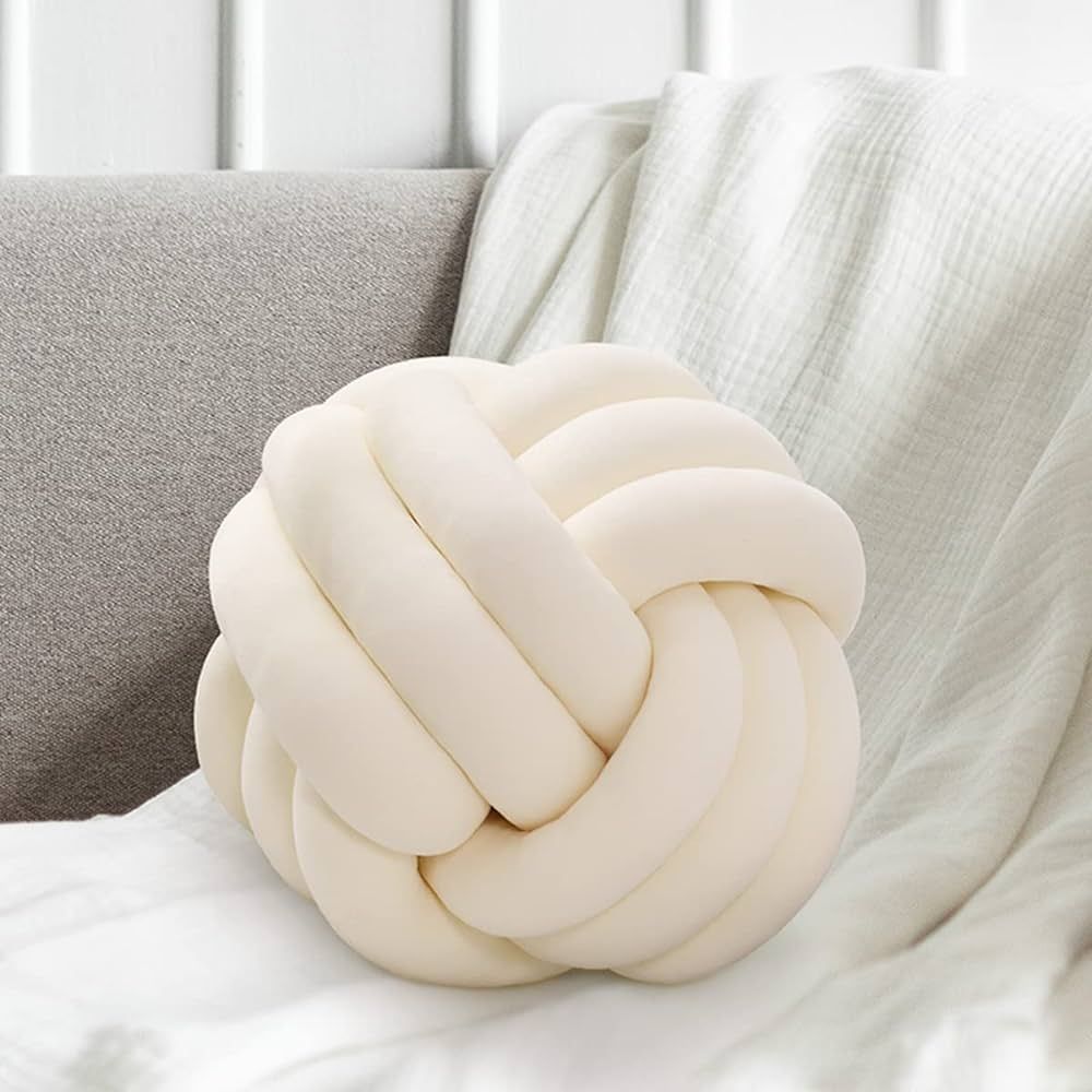 Amazon.com: Jugbey Knot Pillow Ball,Soft Ivory White Plusch Knotted Round Pillows for Sensory Str... | Amazon (US)