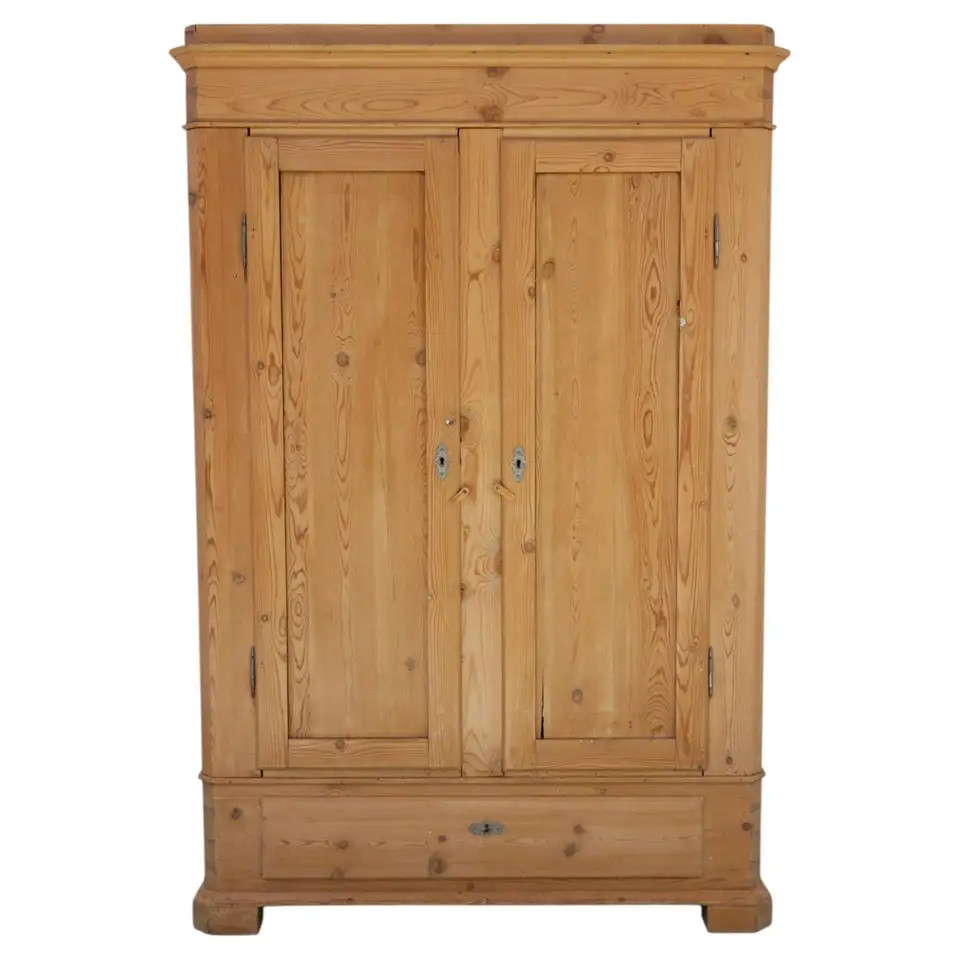 Antique Danish Farmhouse Pine Wardrobe, 1880s. | 1stDibs