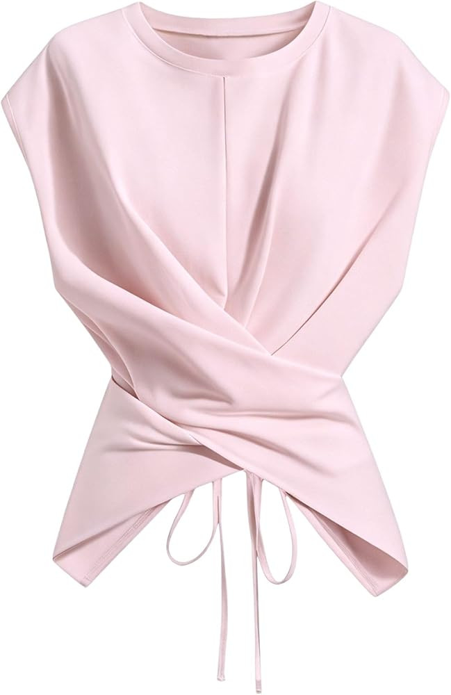 Verdusa Tops/Blusas Envolventes para Mujer con Cintura Fruncida Manga Casquillo Lazo en la Espald... | Amazon (US)