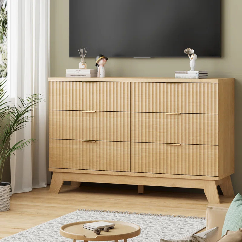 Fluted Dresser For Bedroom With 6 Drawers | Wayfair North America