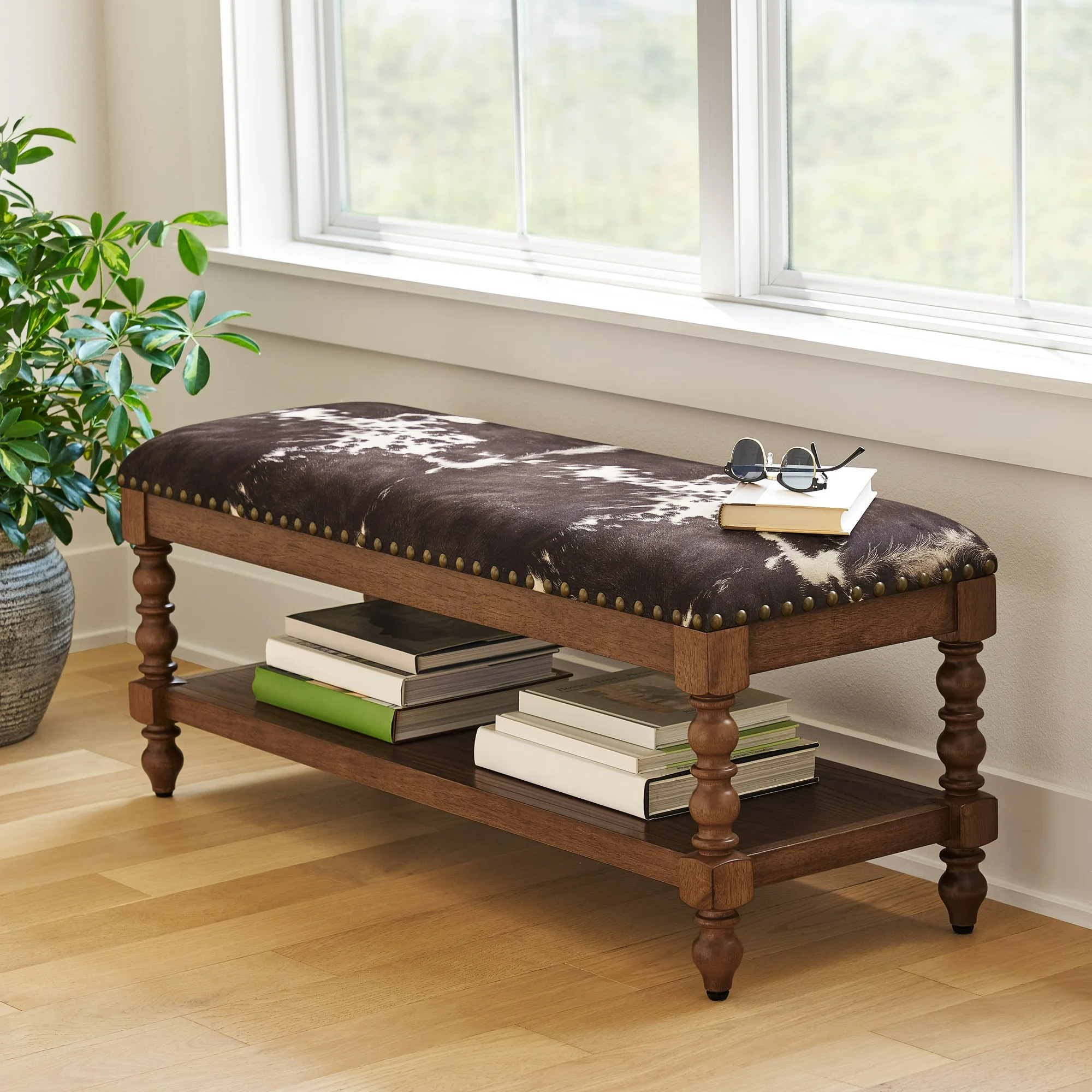 The Pioneer Woman Harper Bench- Faux Cowhide - Walmart.com | Walmart (US)