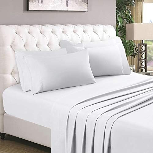 HOMEIDEAS 6 Piece Bed Sheet Set (King, White), 100% Brushed Microfiber 1800 Bedding Sheets - Deep... | Amazon (US)