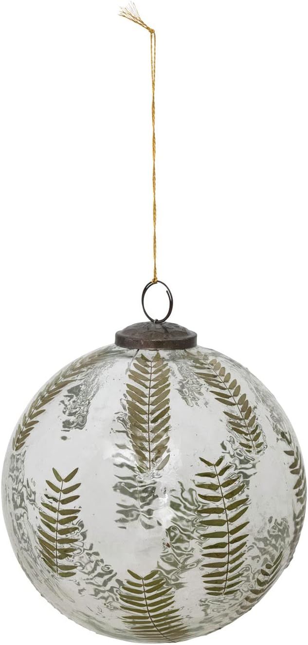 Creative Co-Op Hand-Blown Glass Ball Ornament with Embedded Natural Botanical | Amazon (US)