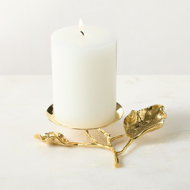 Annona Unlacquered Brass Single Pillar Candle Holder | CB2