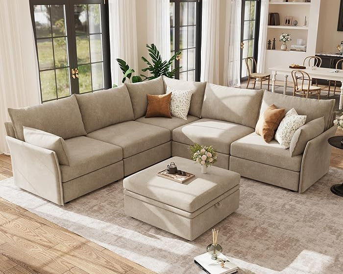 ABCASA 103.5" Oversized Modular Sectional Sofa, L Shaped Convertible Couch with Movable Ottoman, ... | Amazon (US)