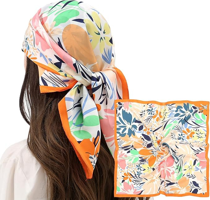 RIIQIICHY Women Head Hair Scarf Like Satin Silk Scarf Sleeping Hair Wrapping Night 27.5" | Amazon (US)
