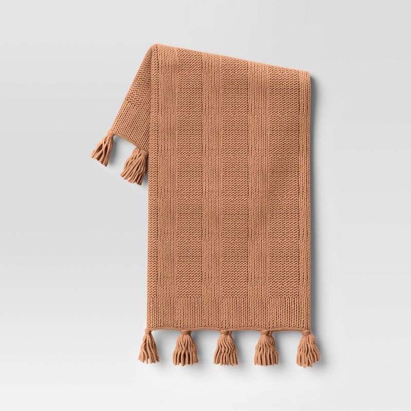 Chunky Knit Striped Throw Blanket with Tassels - Threshold™ | Target