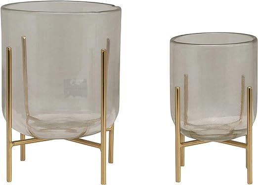 Bloomingville Vases Metal Stands, Gold Finish, Set of 2 Candle Holder, Clear, 2 Count | Amazon (US)
