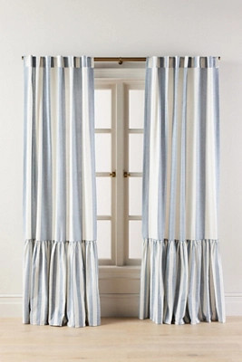Peggy Cotton Ruffle Striped Curtain | Anthropologie (US)