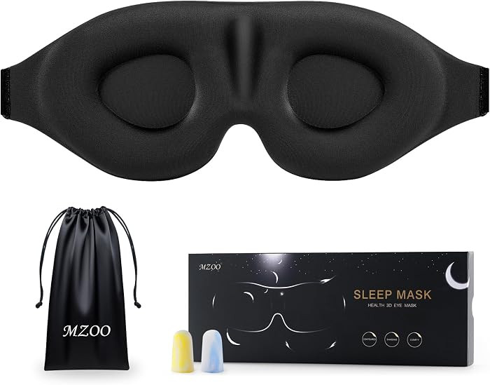 MZOO Luxury Sleep Eye Mask for Side Sleeper Men Women, Zero Eye Pressure 3D Sleeping Mask, Light Blocking Patented Design Night Blindfold, Soft Eye Shade Cover for Travel, Black | Amazon (US)