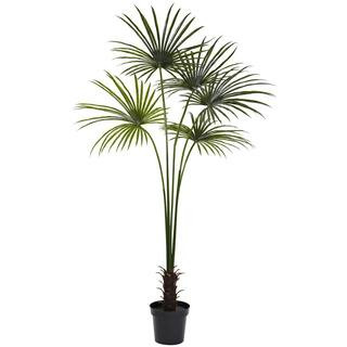 Nearly Natural 7 ft. Artificial UV Resistant Indoor/Outdoor Fan Palm Tree 5447 - The Home Depot | The Home Depot