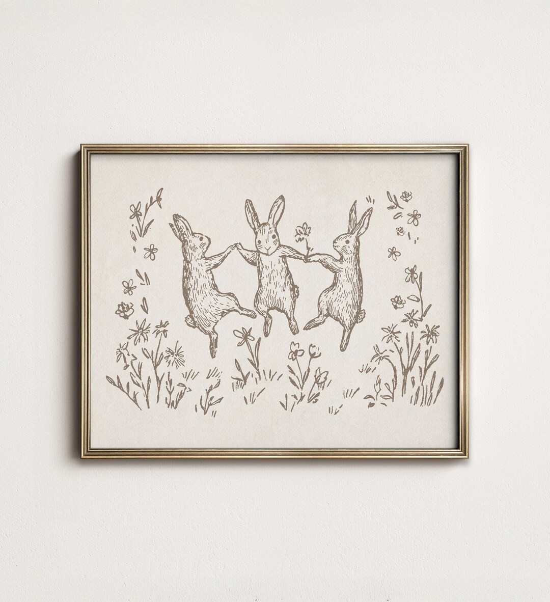 Bunny Sketch Print: Neutral Nursery Wall Decor (PRINTABLE Digital Download) SK1-95 - Etsy | Etsy (US)
