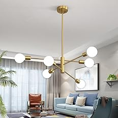 Deyidn Sputnik Chandelier Modern Industrial E26 Gold Chandeliers Mid Century Ceiling Lighting Fix... | Amazon (US)